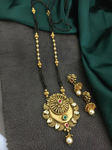 gold plated pearl and stone work brass combo necklace set
